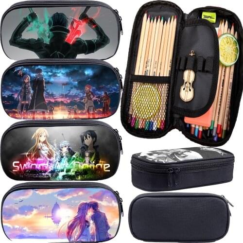 Anime Sword Art Online Pencil Bag Kids Zipper Cartoon Pencil Case Functionary School Supplies Children Gift Girl Cosmetic Bag