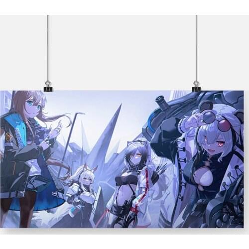Anime Girl Arknights Feater Amiya Schwarz Nearl Poster Framed Wooden Frame Canvas Painting Wall Art Decor Home Decoration Prints