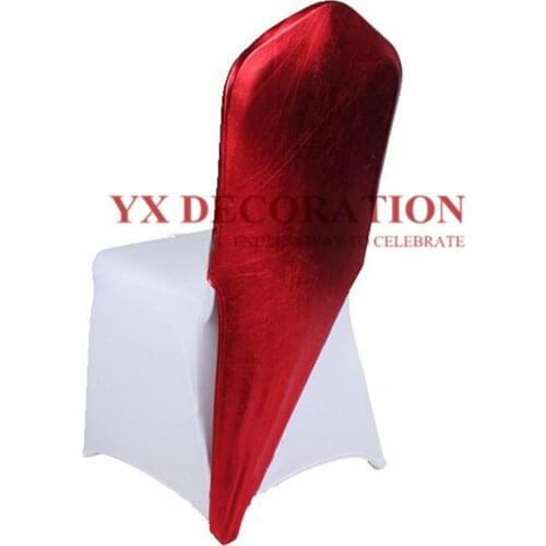 Half Fited Bronzing Metallic Spandex Chair Cap Hood For Chair Cover Wedding Event Decoration