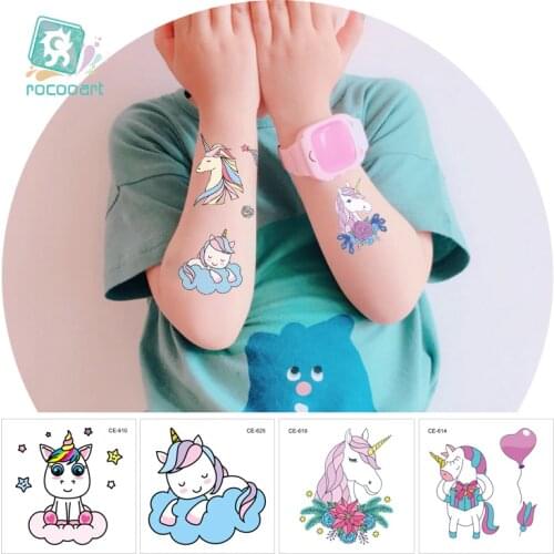Rocooart Hot sale Mini Unicorn Horse Tattoo Design For Boys Girls Kids Waterproof Temporary Tattoo Sticker For Children