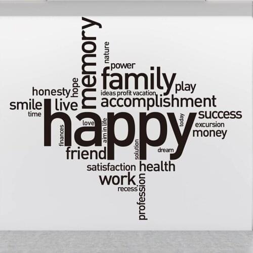 Happy Office Quote Teamwork Stickers Lettering Family Quotes Wall Saying Quotes Decals for Living-room, Bedroom,Office