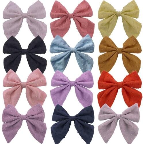 School Girls Hair Clips Jacquard For Baby Bows Haipins Children Long Tail Barrettes Infant Cotton Hair Accessories 4.5 Inches