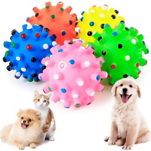Pet Dog Puppy Thorny Round Ball Molar Teeth Cleaning Chewing Squeaky Sound Toy dog accessories dog toys игрушки для собак