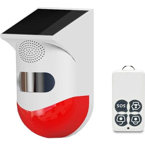 Solar Powered Wireless 433MHz Infrared Motion Sensor Detector Strobe Siren 120dB Alarm Waterproof PIR Sensor