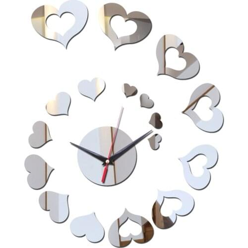 Top fashion 3d acrylic wall clock needle mirror home decoration modern diy quartz sticker stickers watch