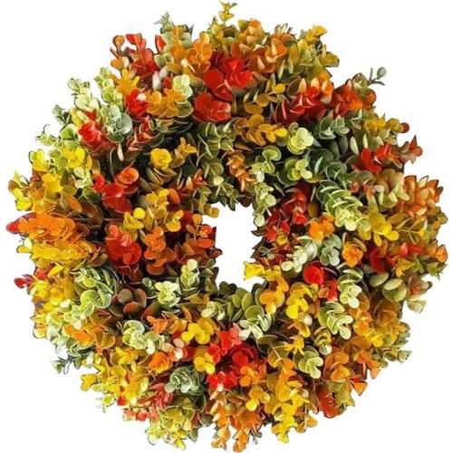 35cm Fall Artificial Eucalyptus Wreath For Farmhouse Front Door Decor Hanging Wreath For Thanksgiving Autumn Harvest Ornament