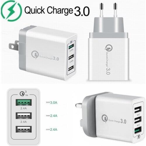300PCS High quality collapsible fold 3 Ports QC3.0 Quick Charger QC 3.0 30W USB Fast Charging For iphone Samsung Huawei Xiaomi