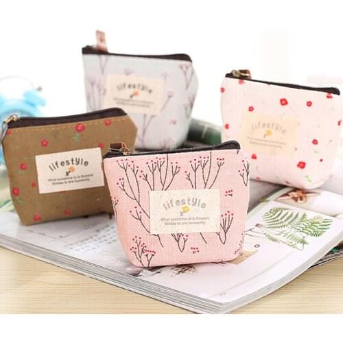 1pcs Mini Wallet Canvas Bag Pouch Coin Purse Key Card Holder Zipper Hand