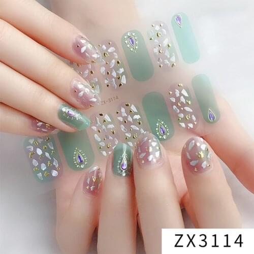 14tips Flower Stickers Fashion Trend Nail Art Wraps Nail Polish Ins Styles Winter Stickers Adhesive Manicure Decorations