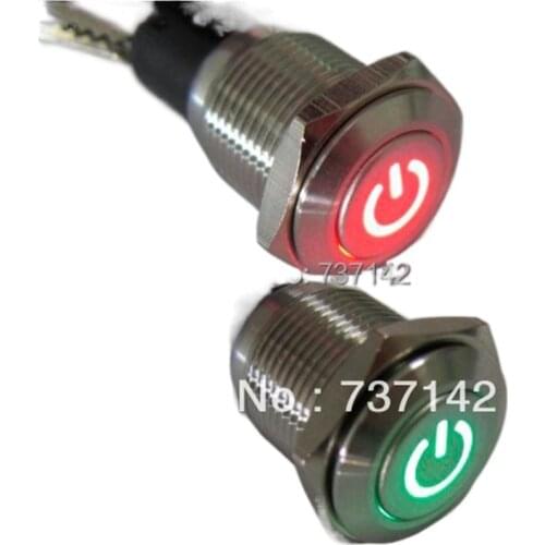 16mm 12V Dual led color vandal proof push button switch(PM162F-11ZDT/R-G/12V/S/IP65 with power symbol,CE,ROHS)