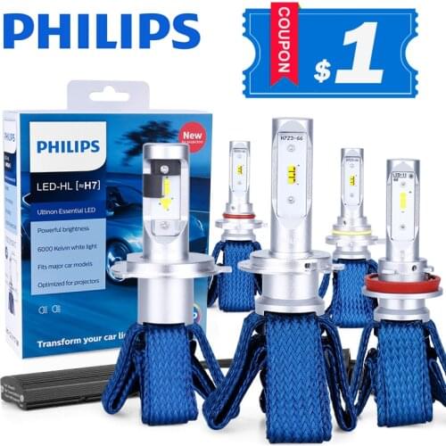 Philips H7 LED H4 H8 H11 H16 9005 9006 9012 HIR2 HB3 HB4 Ultinon Essential LED bulbs for cars 6000K Auto Headlight Fog Lamps 2PC