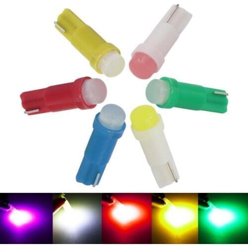 200PCS T5 COB 3D Car LED Instrument Indicator Light Bulbs Auto Control Warning Lamp White Green Pink Red Blue Yellow DC12V