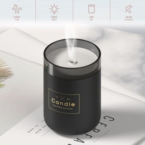 280ML Air Humidifier Candle Ultrasonic Soft Light USB Essential Oil Diffuser Romantic Car Purifier Aroma Anion Mist Maker