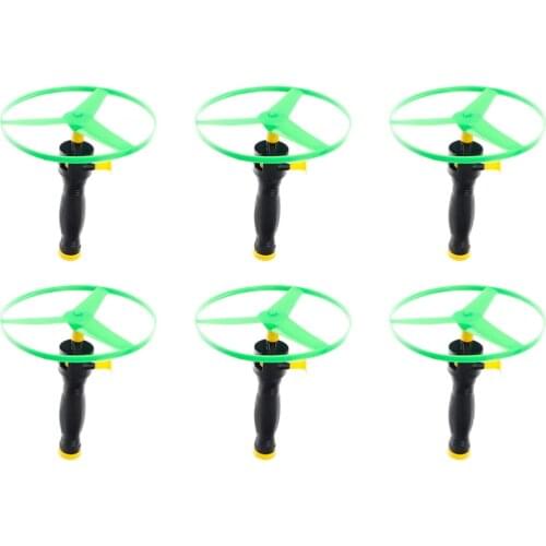 6pcs Flying Disc propeller Toys Kids Helicopter Pull String Flying Saucers
