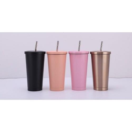 750ml/25oz Travel Tumbler Double Vacuum Anti-Leak Coffee Mug with Straw Drinking Cups for Cold or Hot Drinkings