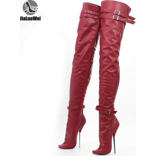Over the Knee Boots 7" Super High Heel Pointed toe ZIP Buckle Straps Sexy Ballet Style Thigh Long Boots For Women Men