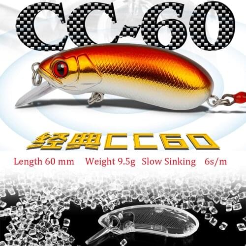 CC60 9.5g Slow Sinking crankbaits baits With feather hook wobbler crank Artificial Hard Bait bait fishing lures tackle for trout