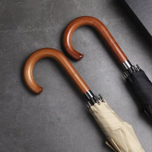 Long Handle Umbrella Wooden Handle Japanese Style Men Umbrella Rain Windproof 8 Ribs Fiberglass Stick Golf Umbrellas Parasol
