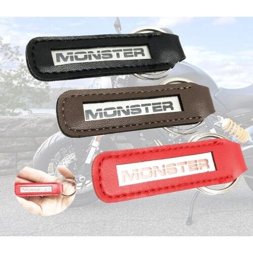 For DUCATI MONSTER 797/821/1200 Monster 696 659 795 79 Leather Keychain Metal Keychain Motorcycle Key Chain Keyring KeyRingGift