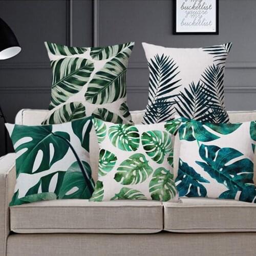 Cotton Linen Pillowcases Tropical Plants Decorative Throw Pillow Case Cushion Cover Pillowcase for Sofa Chair Decoration 45*45cm