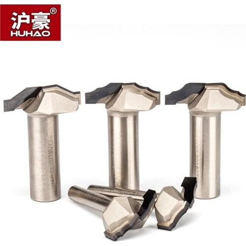 HUHAO 1pc 1/2" 1/4" Shank PCD Cabinet Door Carving Router Bit Diamond CVD Coating Edge Mould Endmill Woodworking Cutter