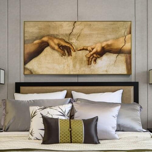 Creation Of Adam Canvas Prints By Michelangelo World Famous Canvas Paintings Reproduction Posters And Prints For Home Wall Decor