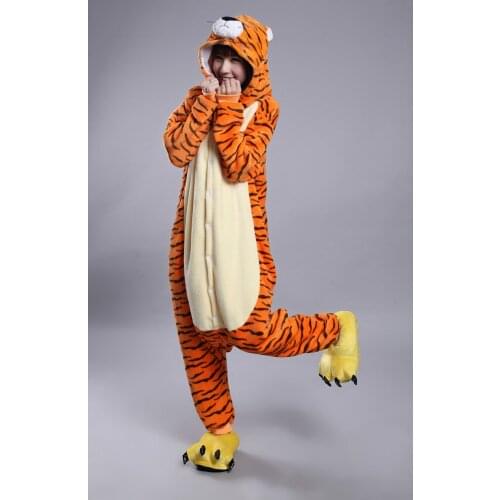 Kigurumi Winter Zodiac Tiger Onesies Flannel Pajama Adult Alaska Tiger Pyjamas Animal Anime Cartoon Costumes Sleepwear Cosplay