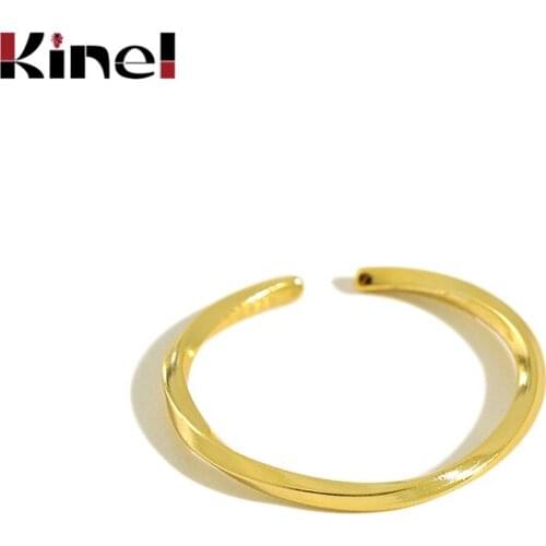 Kinel 925 Sterling Silver Open Ring INS Simple Korean Twist Adjustable Open Silver Ring Wedding Party Jewelry