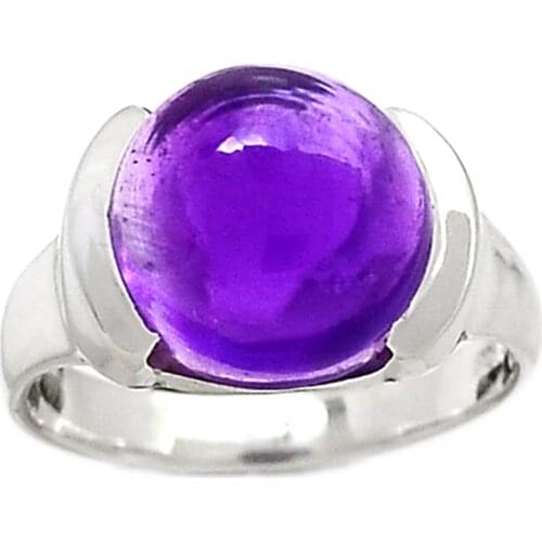 Genuine Amethyst Ring 100% 925 Sterling Silver , Size: 8, AR2204