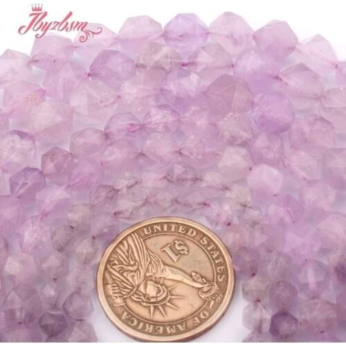 Cube Faceted Light Amethysts Quartzs Crystal Natural Stone Loose Beads for DIY Women Men Necklace Bracelat Jewelry Making 15"