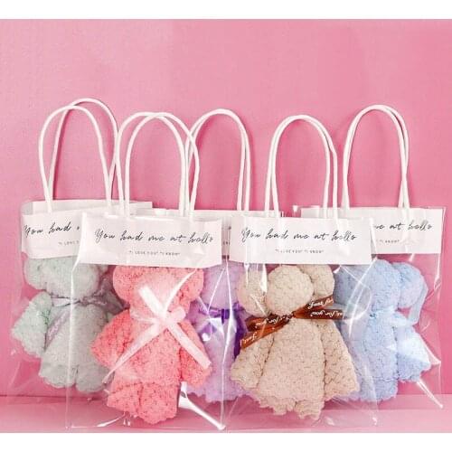 30x30cm coral velvet bear hand towel (with bag) absorbent surface square towel wedding business holiday gift bathroom towel