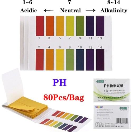 80Pcs/Bag 1-14PH Laboratory Litmus Papers Professional PH Indicator Test Strips Soil Acidity Test Strips With Control Card