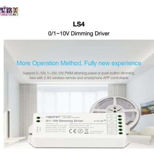LS4 0/1~10V Dimming Driver 2.4GHz RF Remote / APP Control for 0/1~10V,10V PWM Dimmer and Single Color LED Strip MiBOXER Mi-Light