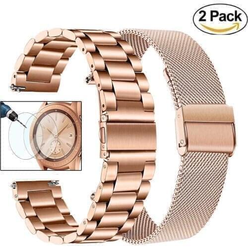 For Samsung Galaxy Watch 3 45mm band 20mm 22mm Solid Stainless Steel Wristbands Mesh Metal Bracelet for Galaxy Watch3 41mm Strap