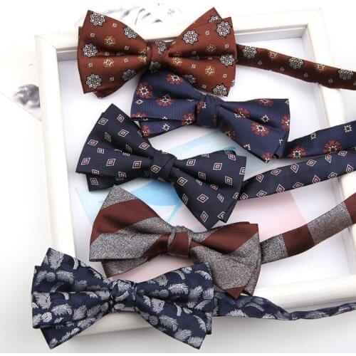 Mens Bow Tie Navy Shadow House Wedding yarn-dyed wedding bow tie best man Officiating Television Presenter Gala Dinner Party Ti