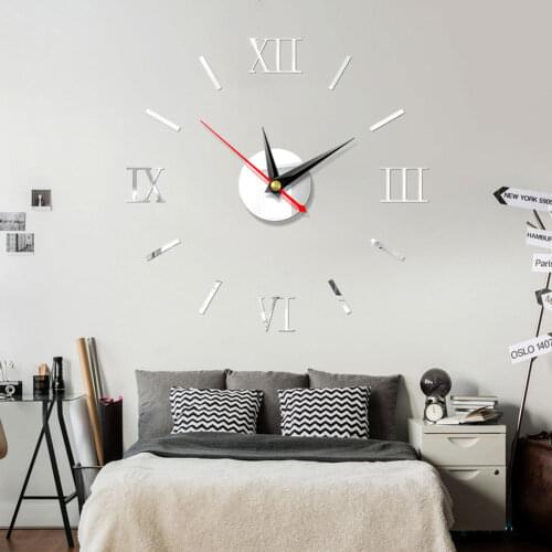 DIY 3D Mirror Surface Large Number Wall Clock Stickers Modern Home Decor Creative Roman Wall Clock Digital Clock Wall Clocks