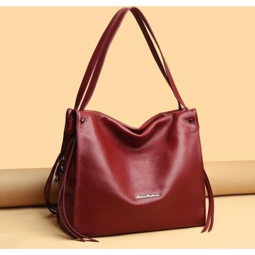 New Luxury Fashion Cowhide Women Totes Bag 100% Genuine Leather Ladies Handbag Brand Designer Large Capacity Women Shoulder Bags