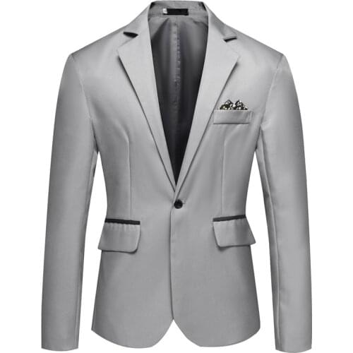 2021 New solid color single-breasted non-iron slits foreign trade casual small suit men