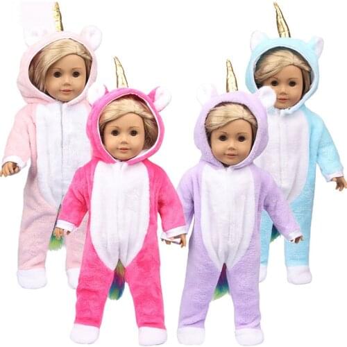 2021New Pattern Unicorn Fit 18Inch American 43cm Baby Doll Clothes Accessories,Girls Toys