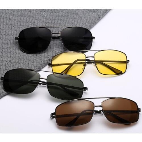 1PC Two-styles Fashion Big Frame Polarized Fishing Sunglasses Men Metal Square Fishing Eyewear Women Retro Sun Glasses Vintage