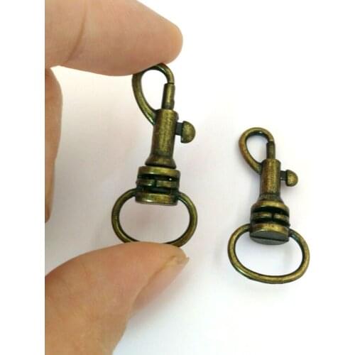 Wholesale 50pcs Small Antique Brass Alloy Swivel Clasps Snap Key Hooks DIY Key Chain Ring Free Shipping 2017091901