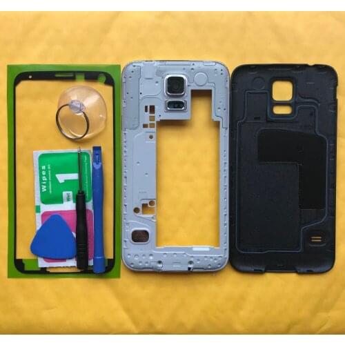 Original Phone Housing Back Cases For Samsung Galaxy S5 G900A G900T G900 Mid Middle Frame With Rear Battery Door Cover