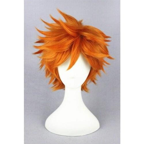 Anime Haikyuu!!Hinata Syouyou Short Orange Fluffy Layered Cosplay Wigs Heat Resistant Synthetic Hair Anime Wig + Wig Cap