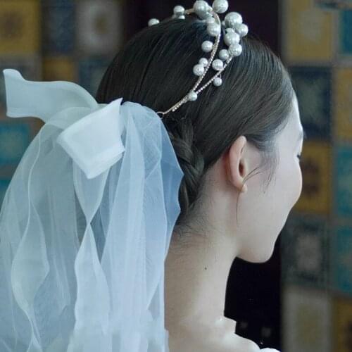 Stunning Pearls Headband Bridal Hair Vine Jewelry Gold Wedding Headwear Hair Accessories Rhinestone Women Headwear diadema