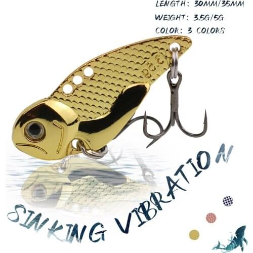 KoKossi 1PCS 3.5G/5G Fishing Lures Spinner Spoon VIB Vibration Hard Bait Metal Jigging Artificial Bait Fishing Accessories Tools