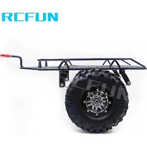 Rc RCFUN 1set Axial SCX10 1/10 Metal Hitch Mount Trailer Simulation Trailer 220*205mm for RC Crawler Car 90046 TRX4 D90 TAMIYA C