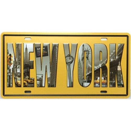Retro Vintage New York Tin Signs New Mexico for Bar Coffee Home Decor License Plates Matel Sign Plaque 15x30CM