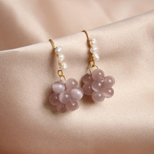 Purple grape earrings pearl Personality elegant cute Fashion Simple Womens Earrings party accessory Women jewelry