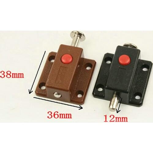 Modern Window Cabinet Push Button Plastic Spring Load Automatic Door Bolt Latches Lock for Wooden Cupboard Wardrobe Doors Gates