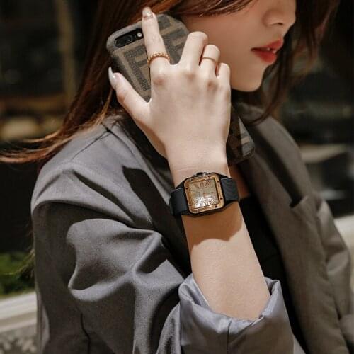 Womens Watch Simple Roman Scale Square Waterproof Silicone Strap Quartz Calendar Watch 2021 New